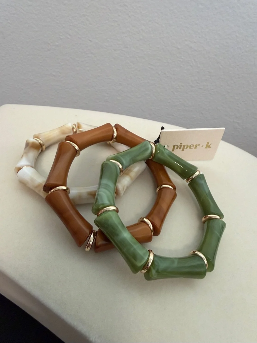 Piper K | Marbled Neutral Colored Bangle Stretch Bracelets